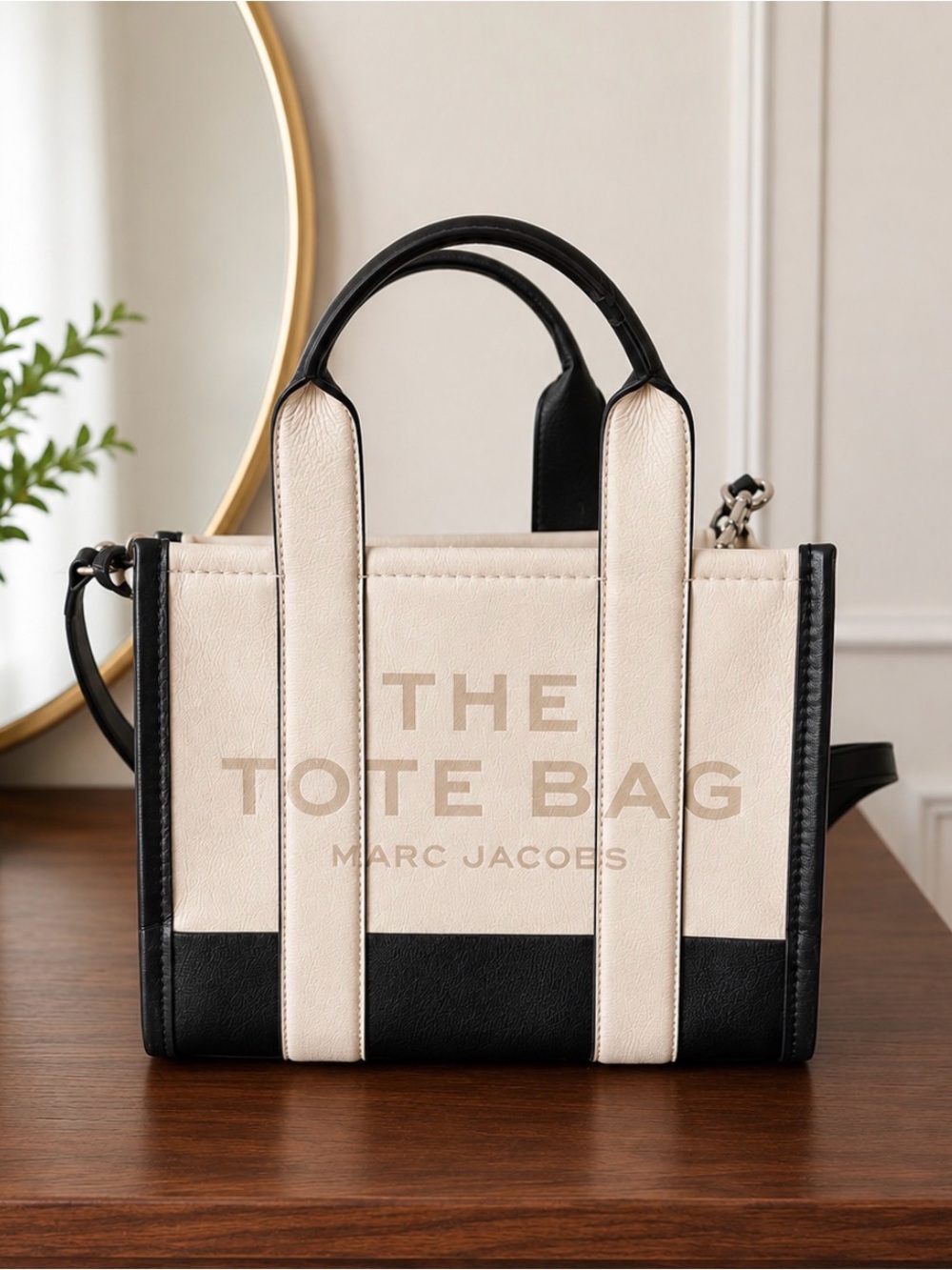Marc Jacobs Cream and Black Two-Tone Tote